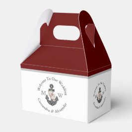 Nautisk Blommigt Anchor Maroon Burgundy Red Presentaskar