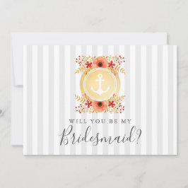 Nautisk Blommigt blir mitt Bridesmaid-kort