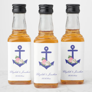 Nautisk Blommigt, Bröllop Spritflaskor Etikett