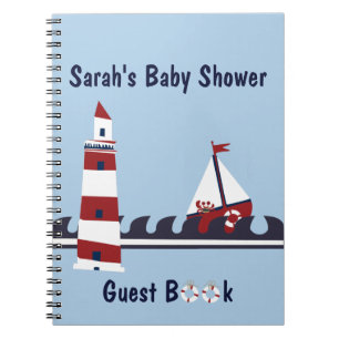 Nautisk bok för gäst för baby showerhavplats anteckningsbok med spiral