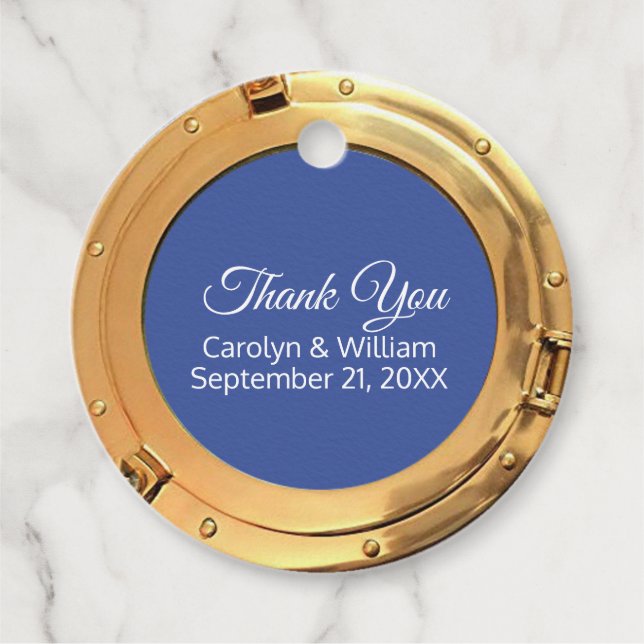 Nautisk brasport Hål Bröllop Gåvor Etiketter (Framsida)