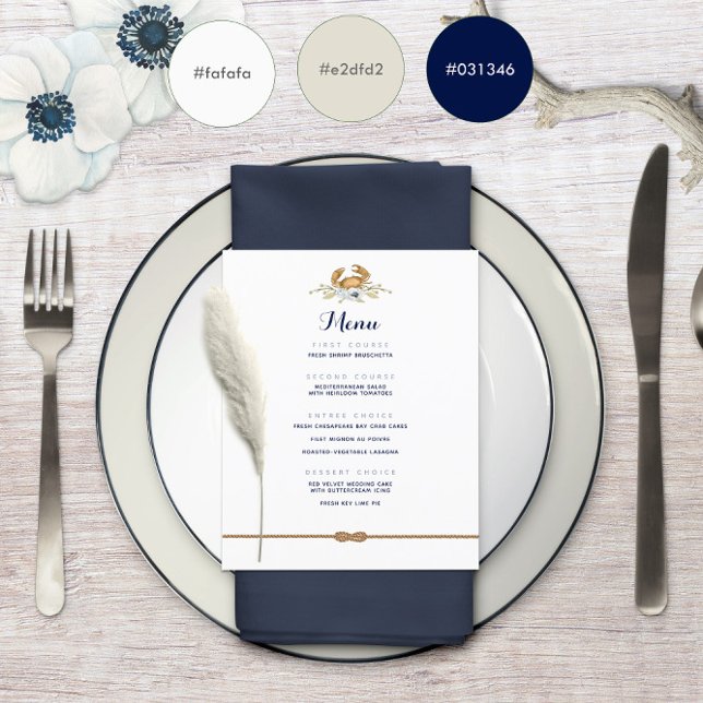Nautisk Bröllop-meny - ⚓ (Navy Blue & White Nautical Budget Wedding Menu ⚓
)