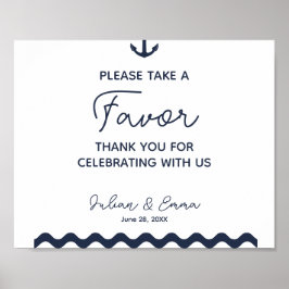 nautisk bröllop-skylt (blått) poster