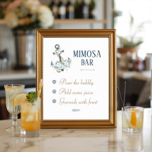 Nautisk bröllopsdusch Mimosa Bar Skylt