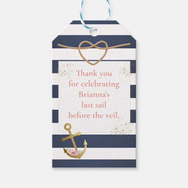 Nautisk bröllopsduschevent presentetikett (Framsidan)