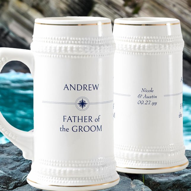Nautisk Bröllopsfest Far i Groom Sejdel (Nautical wedding father of the groom gift - personalize for any member of your wedding party)