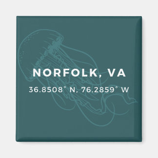 Nautisk Button Magnet - Koordinater för Norfolk VA