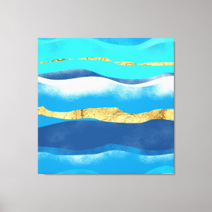 Nautisk Contemporary för Blue Ocean Wave-familjen Canvastryck