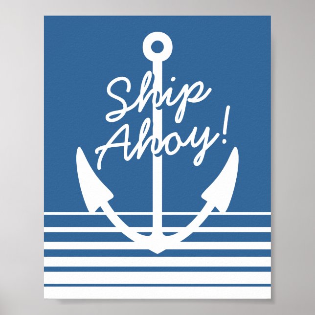 Nautisk dekoration vägg poster | Fartyg Ahoy marin (Framsidan)