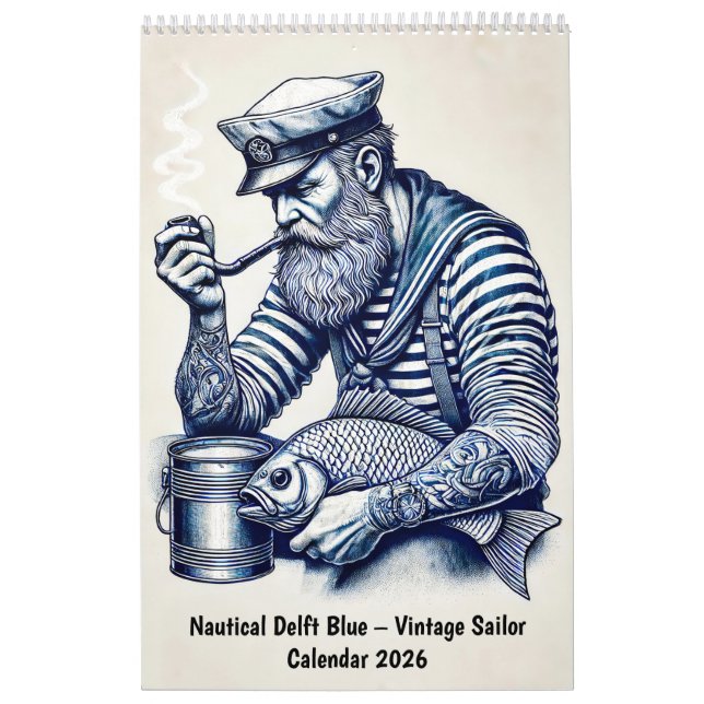 Nautisk Delft Blå – Vintage Sjöman Kalender (Omslag)