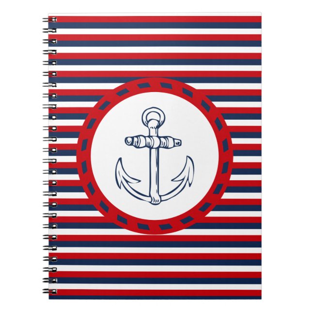 Nautisk design anteckningsbok med spiral (Framsidan)