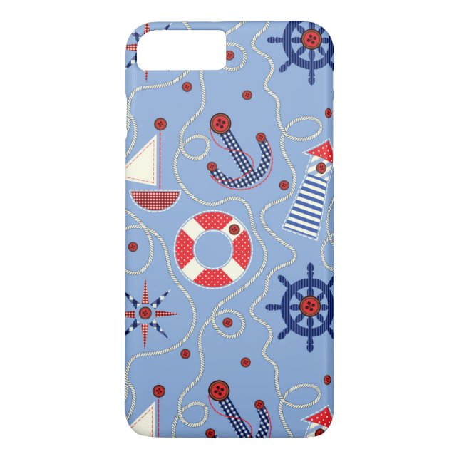 Nautisk design för Patchwork Case-Mate iPhone Skal (Baksida)