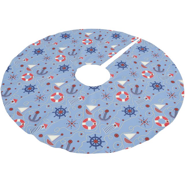 Nautisk design för Patchwork Julgransmatta Borstad Polyester (Vinklad)