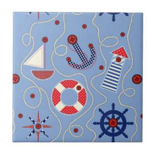 Nautisk design för Patchwork Kakelplatta