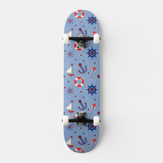 Nautisk design för Patchwork Skateboard Bräda 19,5 Cm (Framsida)