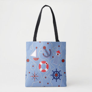 Nautisk design för Patchwork Tygkasse