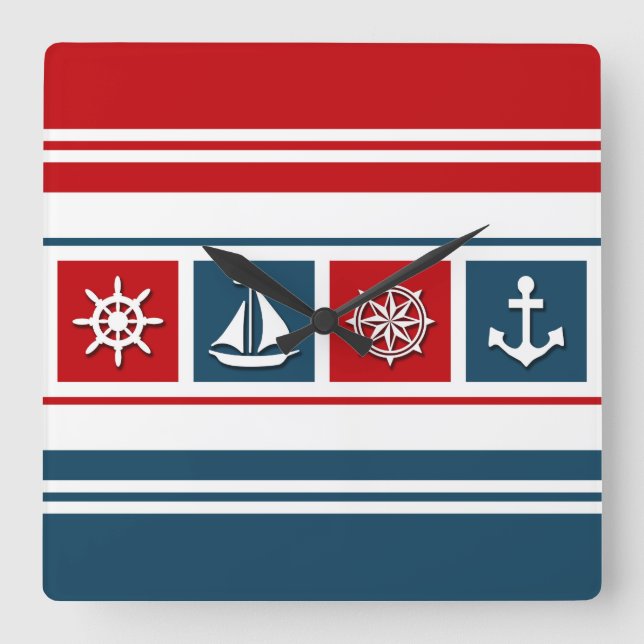 Nautisk design fyrkantig klocka (Framsida)