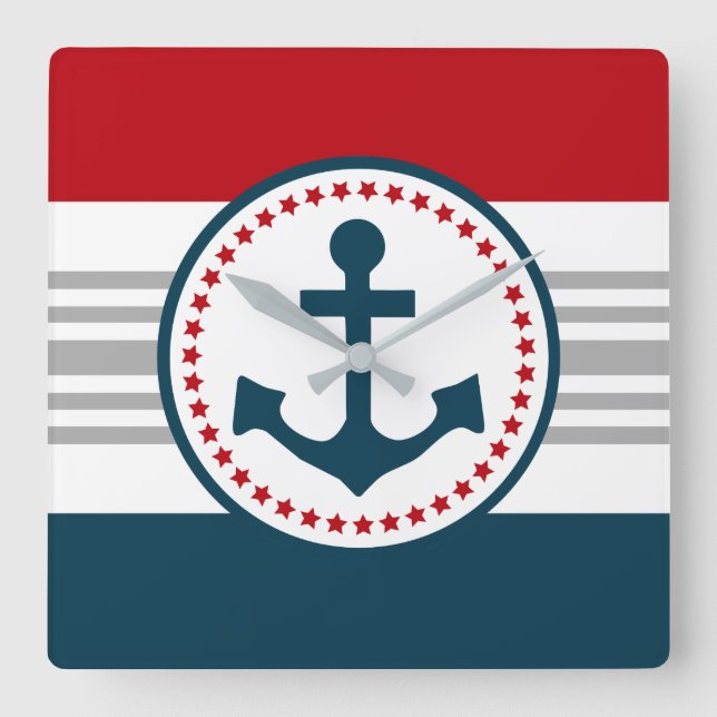Nautisk design fyrkantig klocka (Framsida)