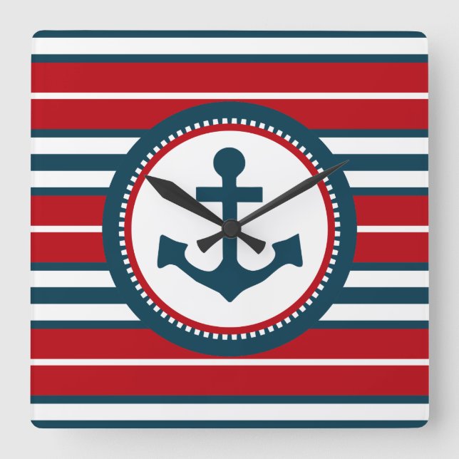 Nautisk design fyrkantig klocka (Framsida)