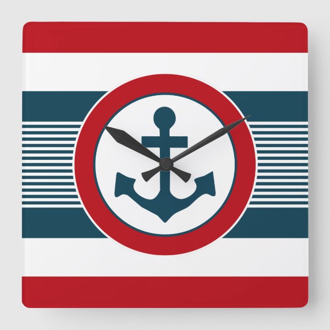 Nautisk design fyrkantig klocka (Framsida)