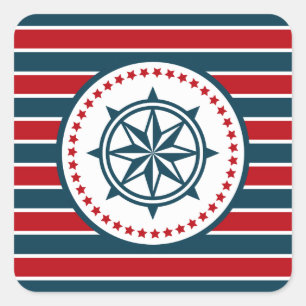 Nautisk design fyrkantigt klistermärke