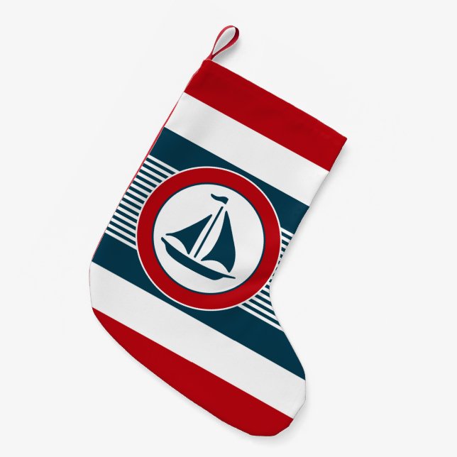 Nautisk design liten julstrumpa (Framsidan (Hängande))
