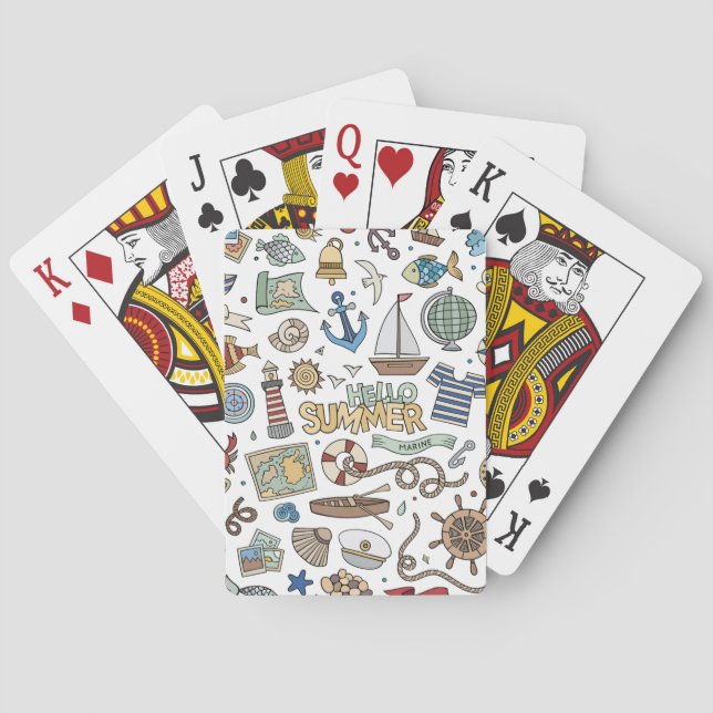 Nautisk design på vit bakgrund   casinokort (Baksidan)