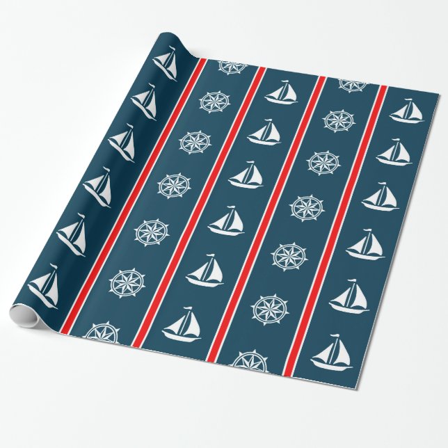 Nautisk design presentpapper (Utrullad)