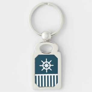 Nautisk design rektangulärt silverfärgad nyckelring