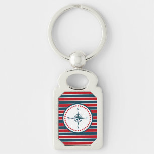 Nautisk design rektangulärt silverfärgad nyckelring