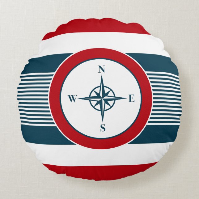 Nautisk design rund kudde (Framsidan)