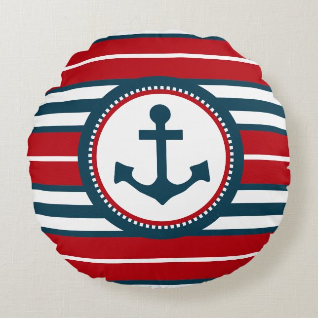 Nautisk design rund kudde (Framsidan)