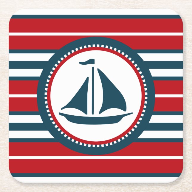 Nautisk design underlägg papper kvadrat (Framsidan)