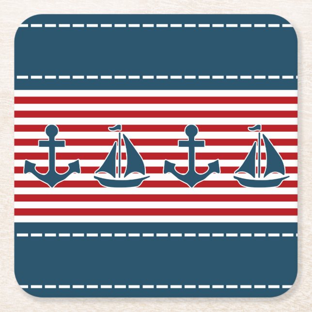 Nautisk design underlägg papper kvadrat (Framsidan)