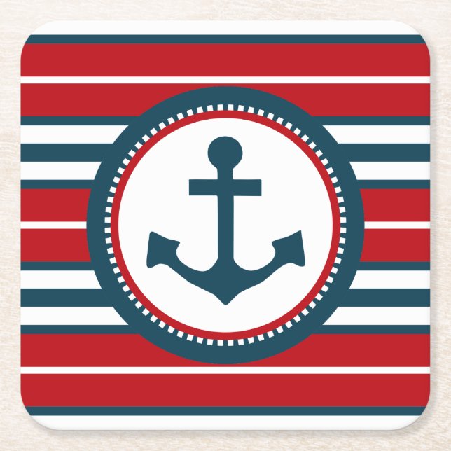 Nautisk design underlägg papper kvadrat (Framsidan)