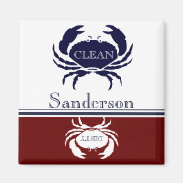 Nautisk diskmaskin Clean Burgundy Navy Blue Crab Magnet