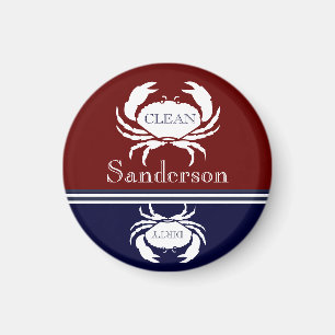 Nautisk diskmaskin Clean Burgundy Navy Blue Crab Magnet