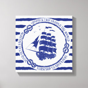 Nautisk Emblem med seglingfrakten Canvastryck
