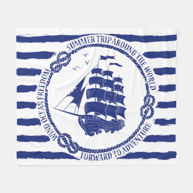 Nautisk Emblem med seglingfrakten Fleecefilt (Framsidan (Horisontell))