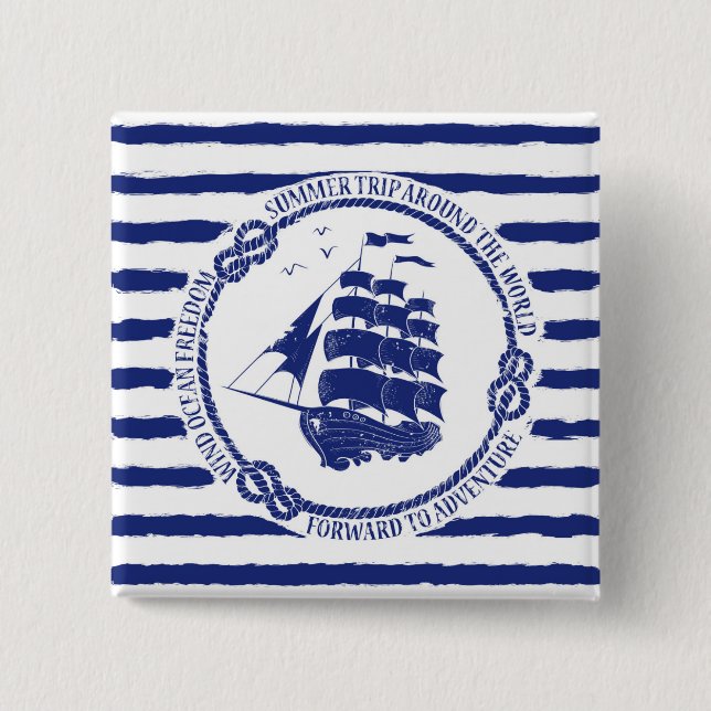 Nautisk Emblem med seglingfrakten Knapp (Framsida)