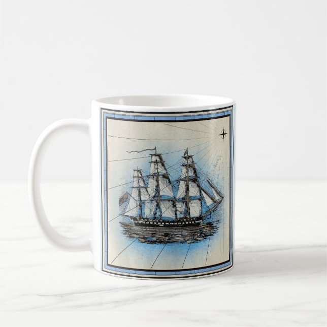 Nautisk fartygs vintage kaffemug kaffemugg (Vänster)