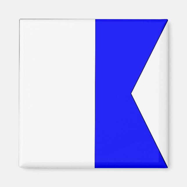 Nautisk Flagga "A" Alfa Magnet (Framsidan)