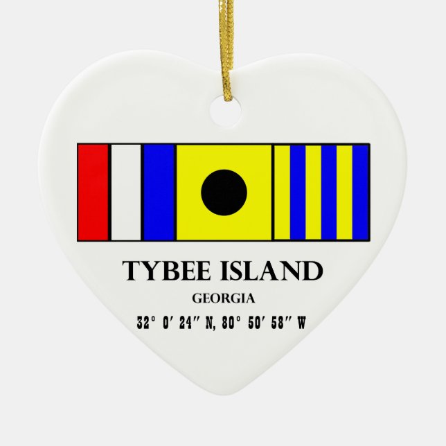 Nautisk flagga för Tybee ö Julgransprydnad Keramik (Framsidan)