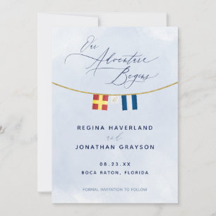 Nautisk Flagga Monogram Bröllop Spara D Datumet