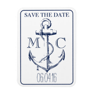Nautisk flotta Anchor Monogram Spara datum Magnet