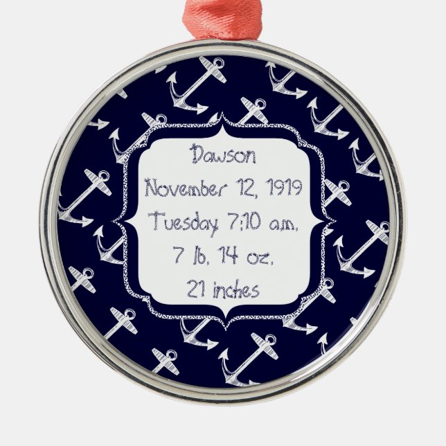 Nautisk flotta Anchor Mönster Julgransprydnad Metall (Framsidan)