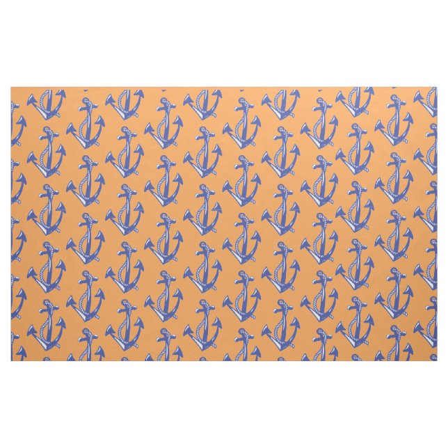 Nautisk flotta Anchor mönster med orange Tyg (Fat Quarter)