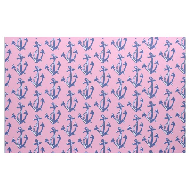 Nautisk flotta Anchor mönster på rosa Tyg (Fat Quarter)