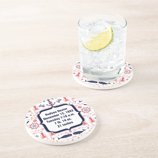 Nautisk flotta ankchor,Whale Octopus Mönster Underlägg Sandsten (Sidan)