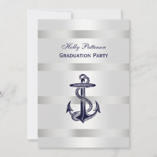 Nautisk flotta Blu Anchor Silver WT BG V Studenten Inbjudningar